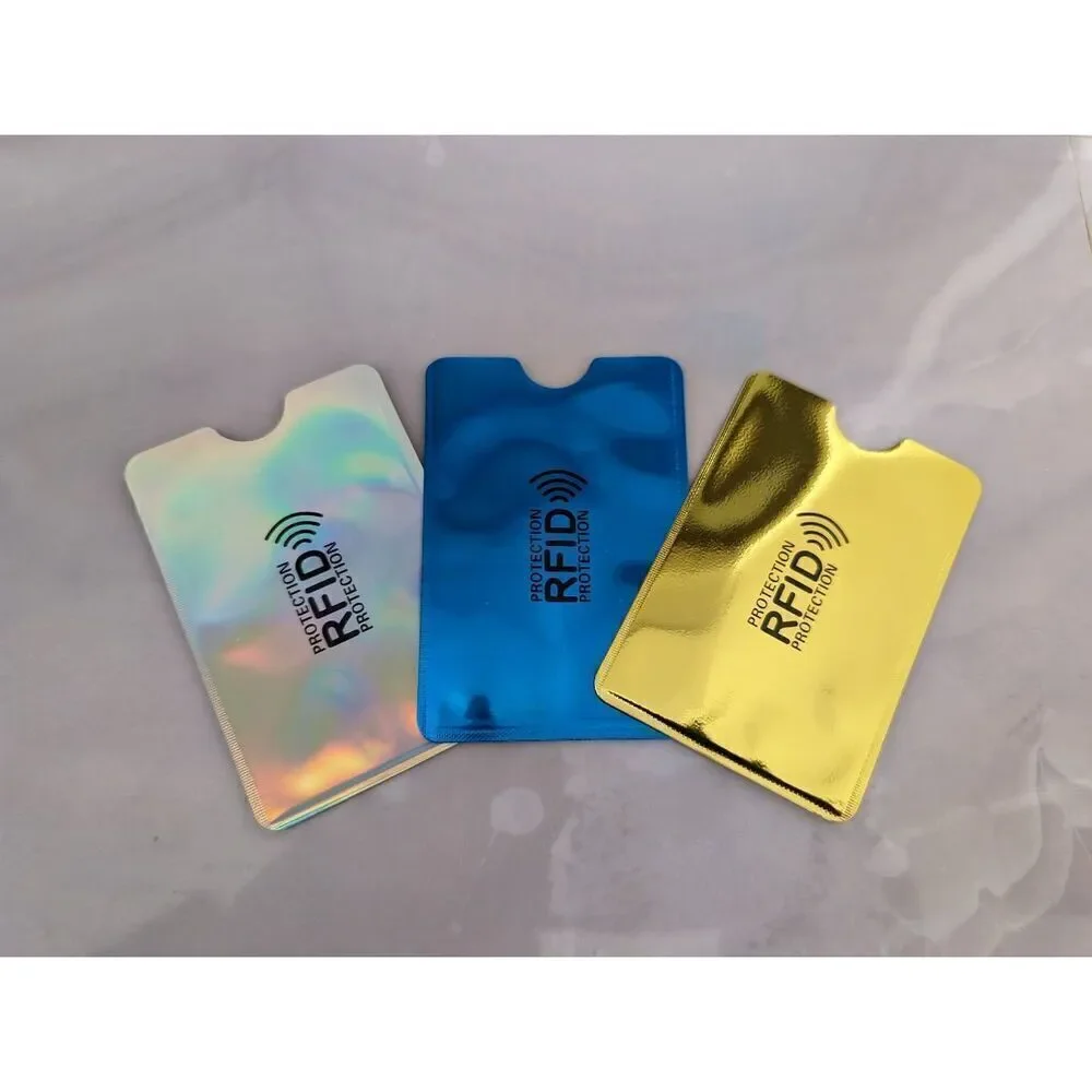 6 Pcs RFID Card Gold, Silver Iridescent, Silver, Black, Blue Sleeves